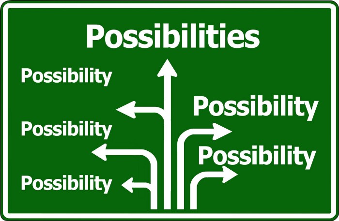Multiple arrows all pointing to the word “Possibilities”
